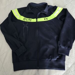 Under Armour Navy and Neon Green Track Jacket xxxl(armpit to armpit is about 22)